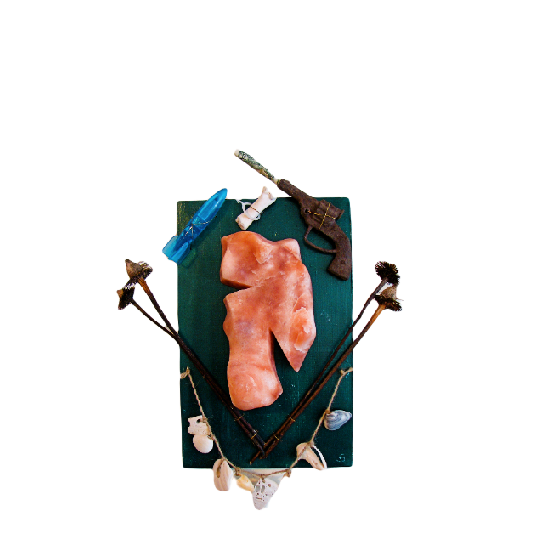 collage of found items mixed media
